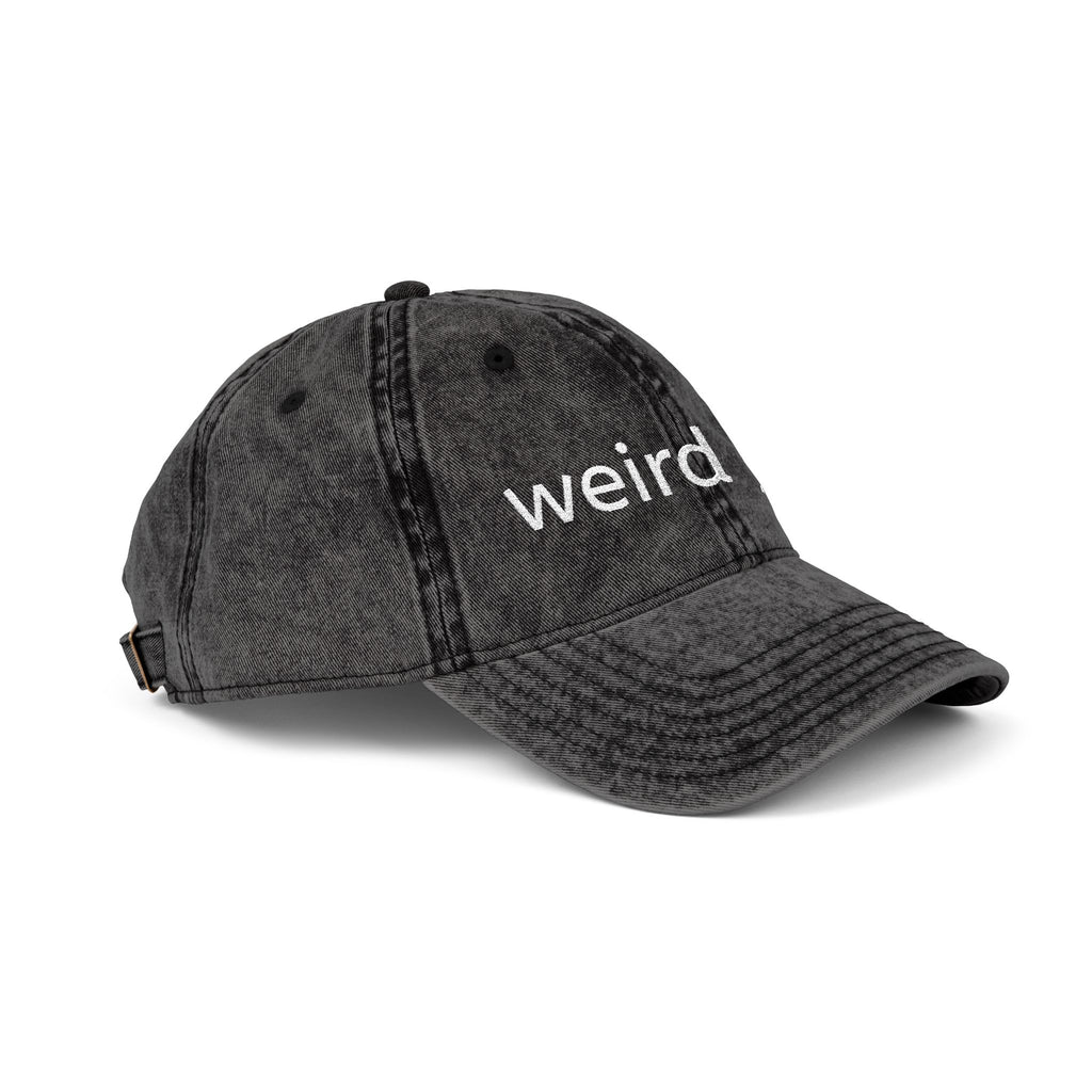 weird girl Vintage Cap, Embroidered Baseball Hat | Distressed Black