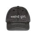 weird girl Vintage Cap, Embroidered Baseball Hat | Distressed Black