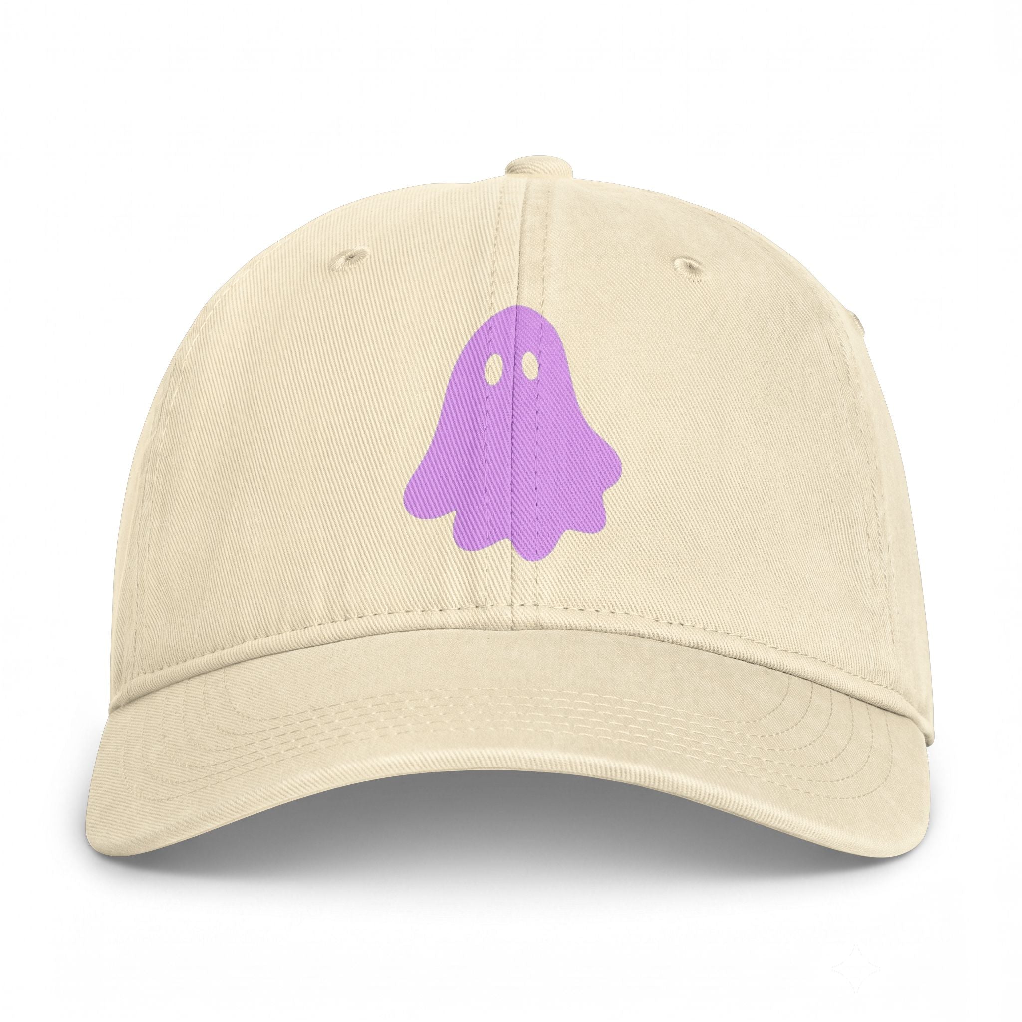 Washed Cotton Cap — Cute Purple Ghost Embroidery