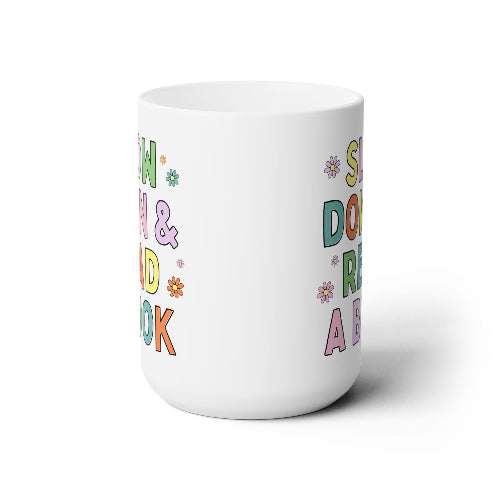 slow down and read a book mug - side view